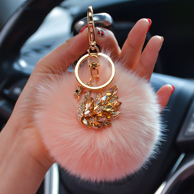 Net celebrity ins car keychain pendant personality creative ladies high-end cute plush anti-loss key lanyard tide