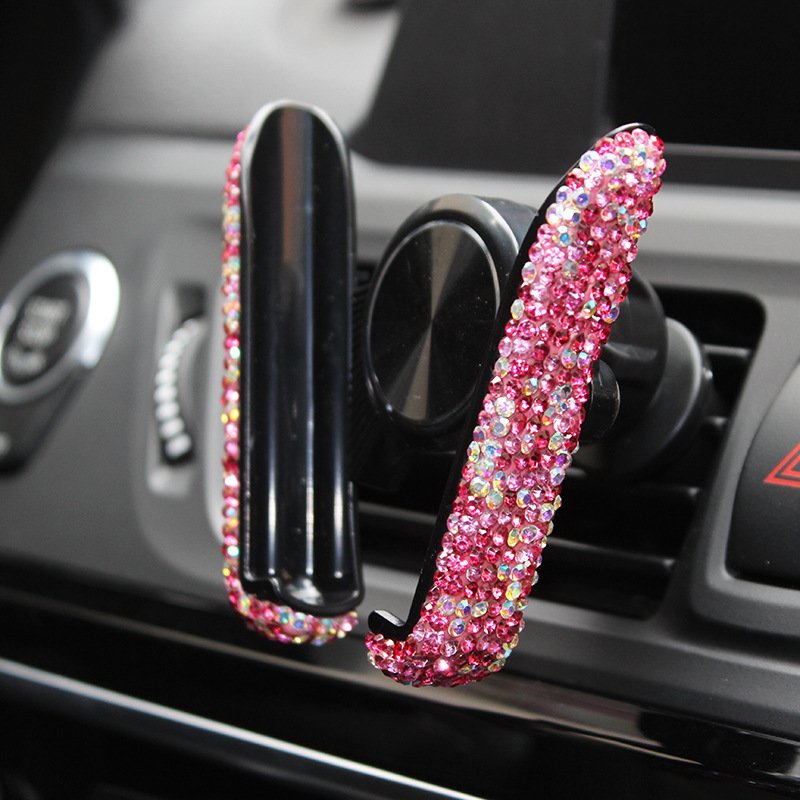 Mobile phone on-board mobile phone holder inlaid drilling vehicle navigation frame air outlet buckle type support plate suction cup on-board mobile phone holder woman