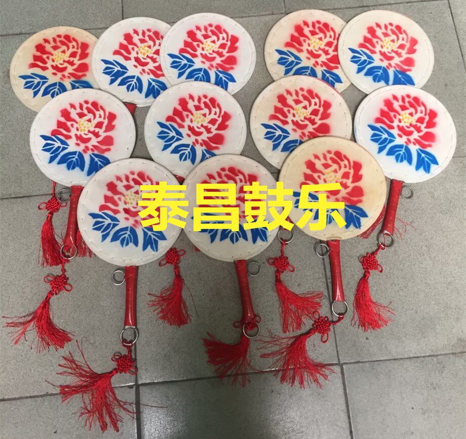 Bull Leather Colored Drawing single-side fan drum Kyosai Jingdong Taiping Daughter Drum Handle Drum Dance Performance Drum