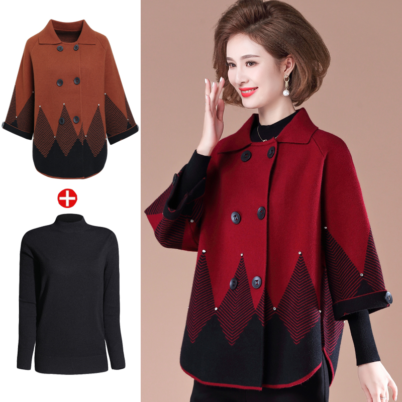 45 Ten-year-old Fat Mom Spring Autumn Dress Jacket Foreign Pie Gats Up for overweight middle-aged female cashmere blouse shorts suit