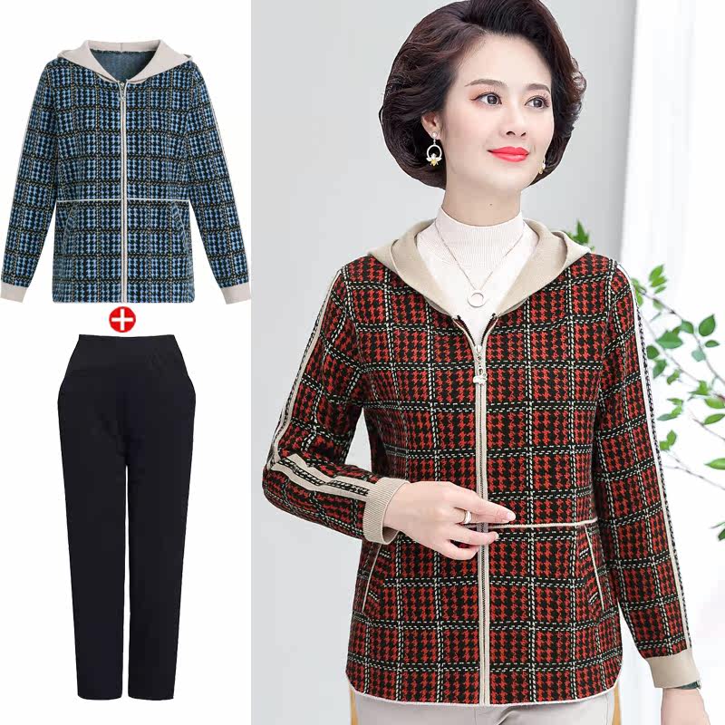 Mother Jacket Spring Autumn Foreign Pie 2022 New Middle-aged Woman Blouse Fashion Plus Fat Enlarge Broadside Suit Noble