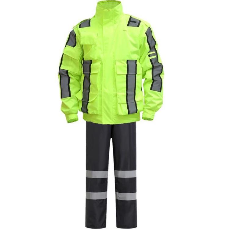 Reflective Raincoat Rain Pants Suit Locomotive Riding Two-piece Jacket Traffic Security Guard Duty Raincoat Fluorescent Yellow Waterproof