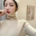 啦啦 Chic2018 秋冬 áo len cổ lọ màu cao đa năng áo khoác len cardigan nữ Áo / áo thun