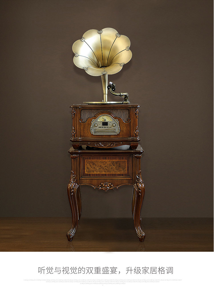 Máy ghi âm châu Âu retro ghi đĩa CD máy LP phòng khách mềm trang trí hoài cổ đài phát thanh cũ - Máy hát 	máy nghe nhạc đĩa than victrola