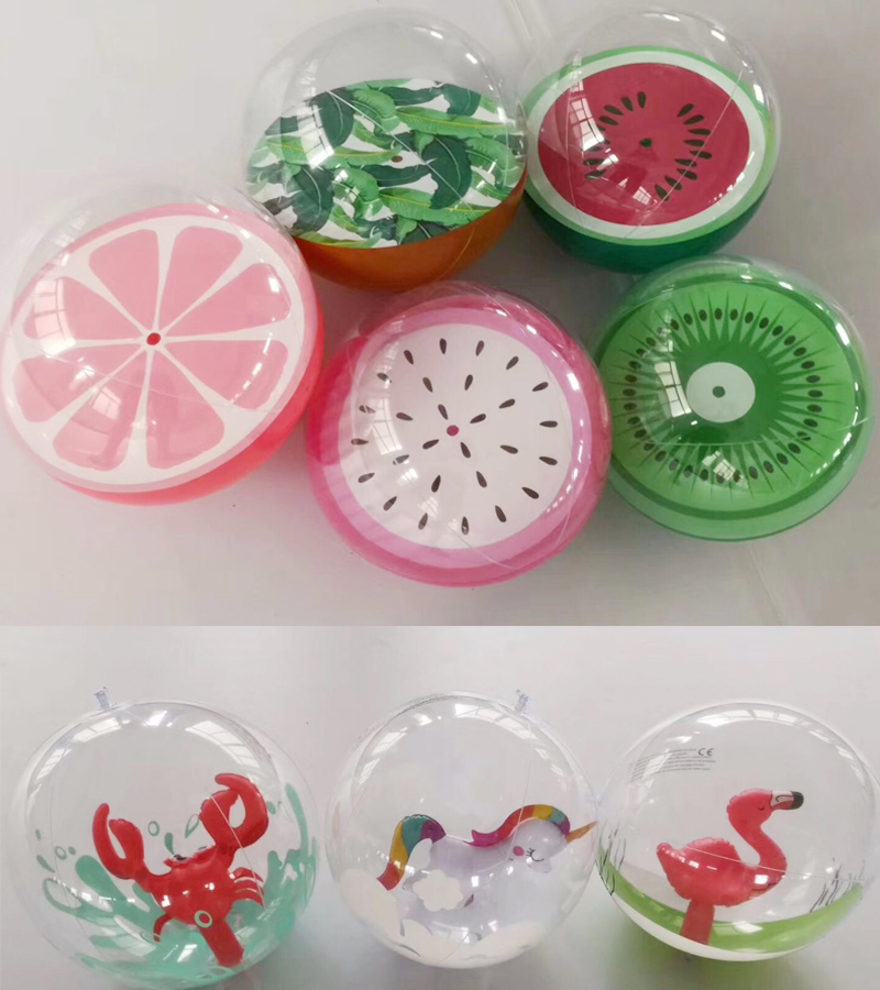 ins transparent watermelon oranges orange beach ball water inflatable play water baby photoshoot flamingo toy ball net red ball