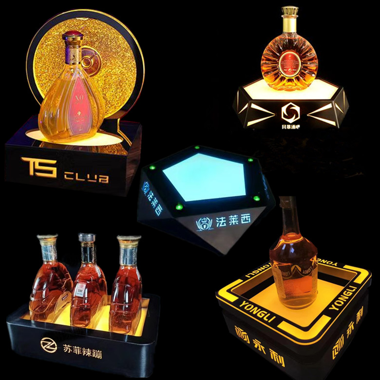 Luminous Wine Base Bar Black Peach A Base Champagne King XO Stainless Steel Laser Seat KTV Luminous Wine Rack Foreign Wine-Taobao