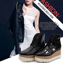 Stars pine cake shoes thick-soled boots baby with height Martin Boots 2017 spring and autumn black square head short boots plus Velvet