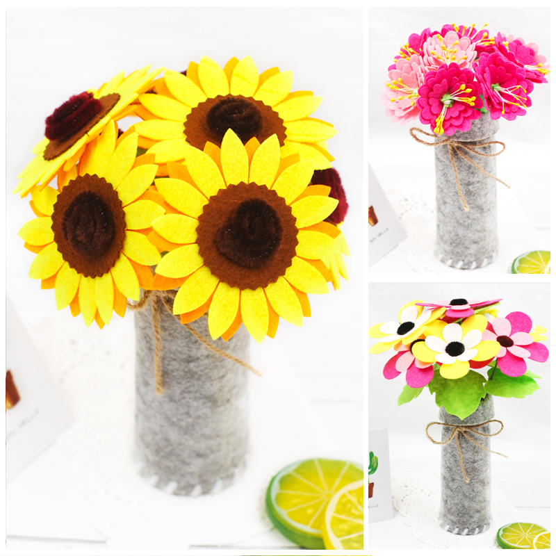 Father's Day free cut DIY Handmade Bouquet Kindergarten Children's non-woven gift Pot making material pack