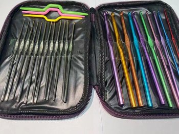 ໂຮງງານຂາຍໂດຍກົງ crochet hook set oxidized metal stainless steel color aluminium alloy set 22 pieces in a set