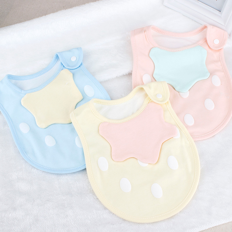 Baby saliva towel newborn cotton bib pocket 1-2 years old children's snap-adjustable meal bib pocket