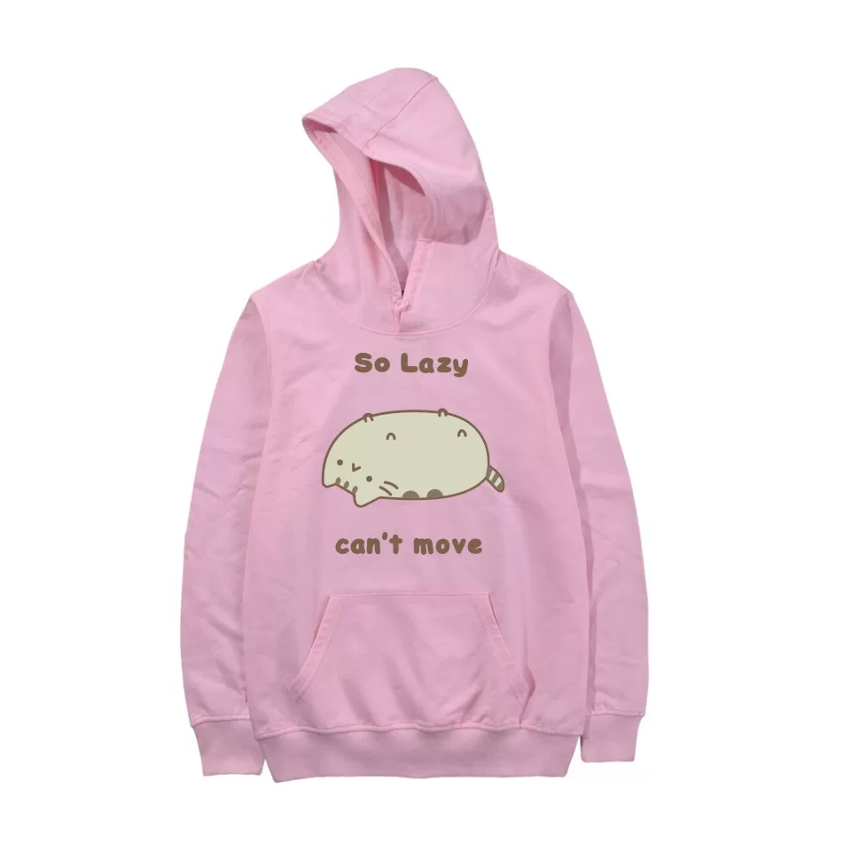 Худи-пуловер унисекс, аниме 2D с принтом кота в стиле pusheen, на заказ, размеры XXS–4XL