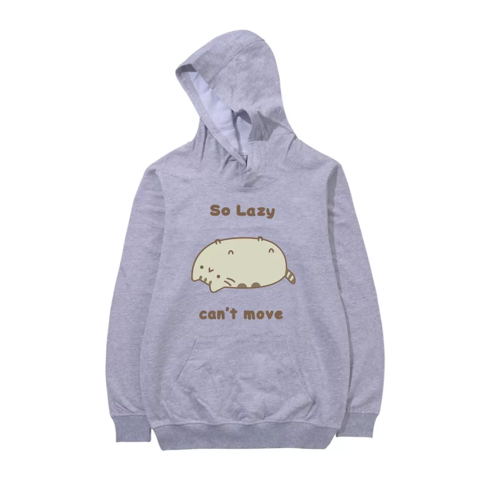 Худи-пуловер унисекс, аниме 2D с принтом кота в стиле pusheen, на заказ, размеры XXS–4XL