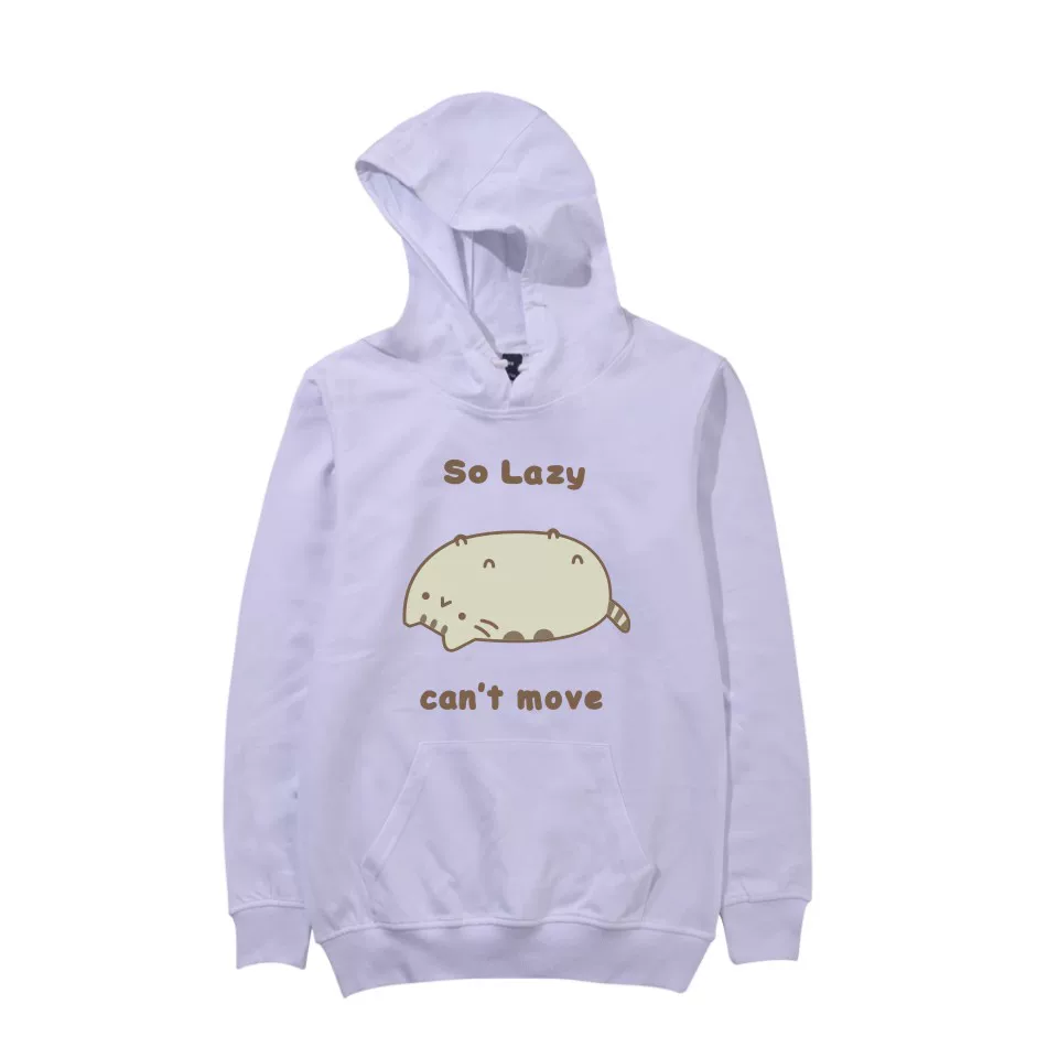 Худи-пуловер унисекс, аниме 2D с принтом кота в стиле pusheen, на заказ, размеры XXS–4XL