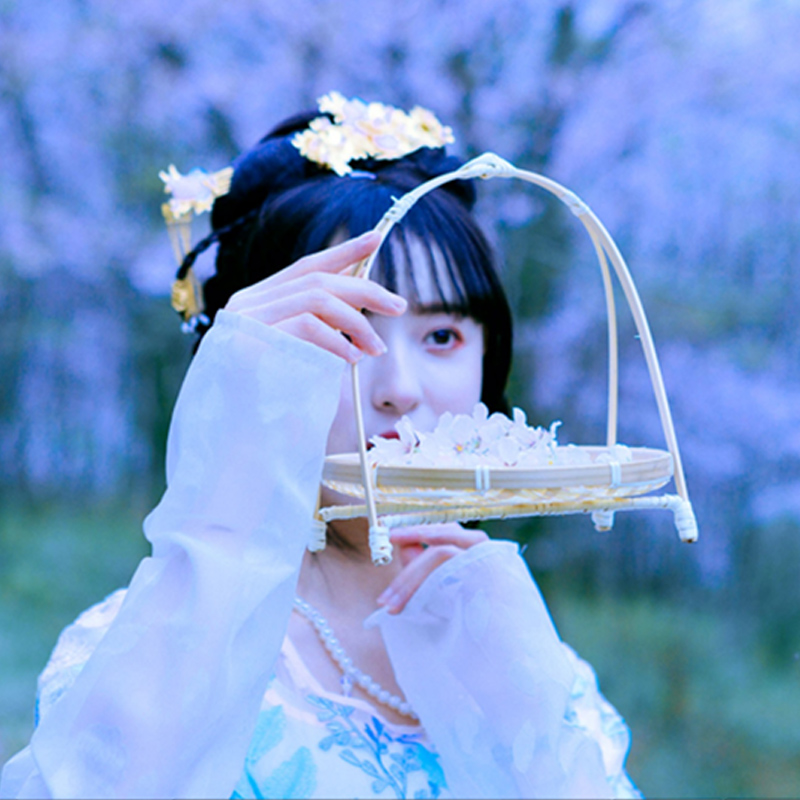 Fairy Handmaid's Handmaid's Handmaid's Bamboo Woven Flower Basket Children's Ancient Dress Walking Show holds a Chinese Ancient Wind Prop