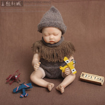 Newborn Baby Photographed Props Full Moon Baby Creativity Themed Photography 100 Days Toddler Photoshoot Blackboard Suit