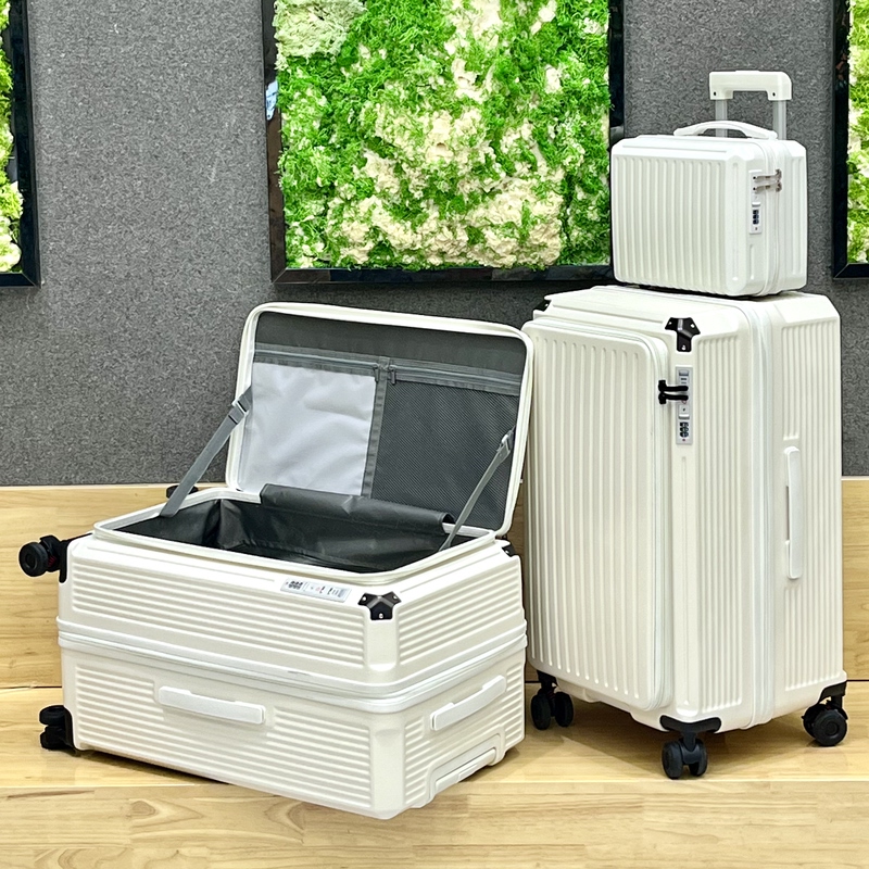 Mother-Child Suitcase with Side Opening, Large Deep Compartment, Trolley Case with Five Wheels, Double-Layer Explosion-Proof Zipper, Travel Checked Luggage 30inch for Men and Women