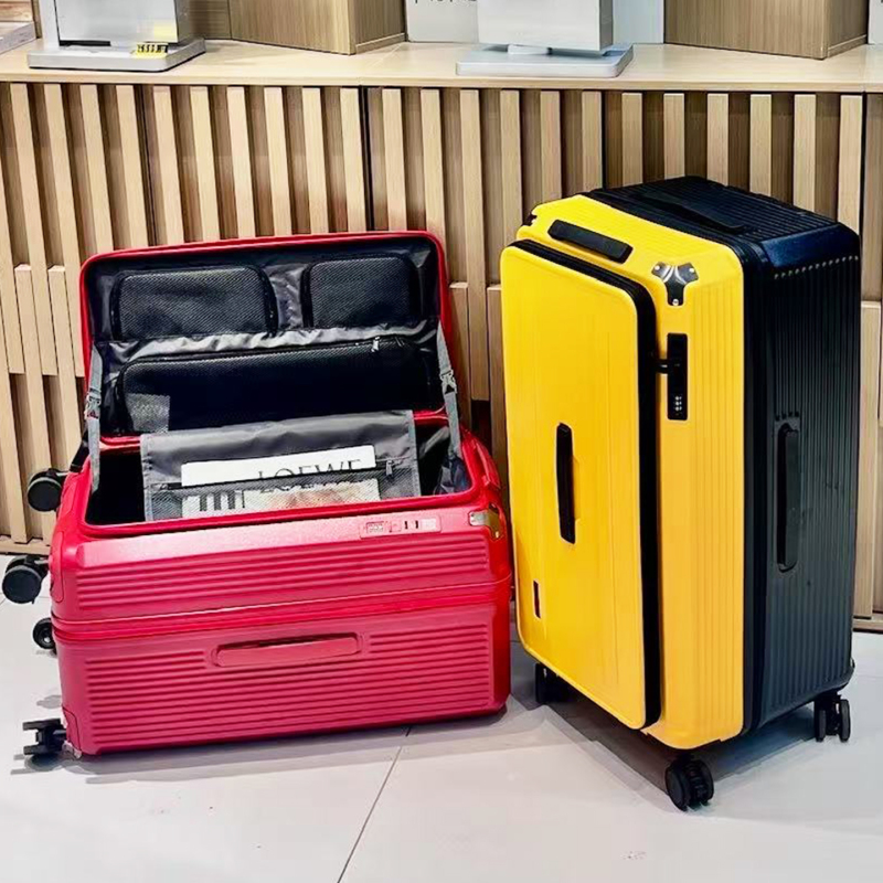 Side-Opening Deep Compartment Suitcase for Women, Expandable, 28inch-Digit Combination Lock, Sturdy and Durable, Thickened Men's Five-Wheel Trolley Case