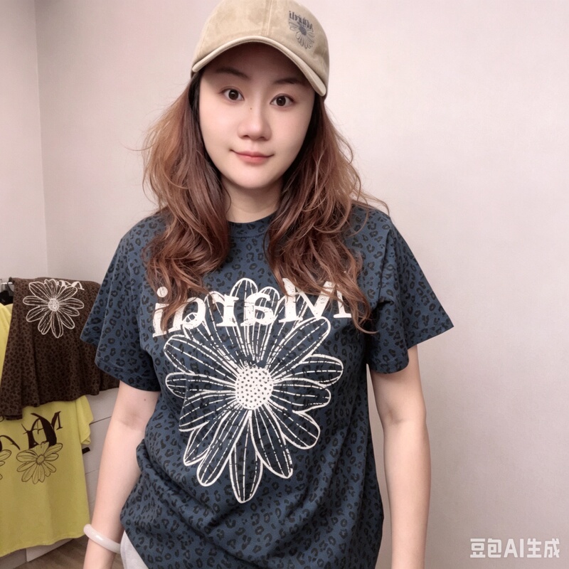 (Lion Print Can Be Scanned) 26 Korean Mar Original New Leopard Print Letter Print Loose Casual Short-Sleeved T-Shirt (Lion Print Can Be Scanned) 26 Korean Mar Original New Leopard Print Letter Print Loose Casual Short-Sleeved T-Shirt
