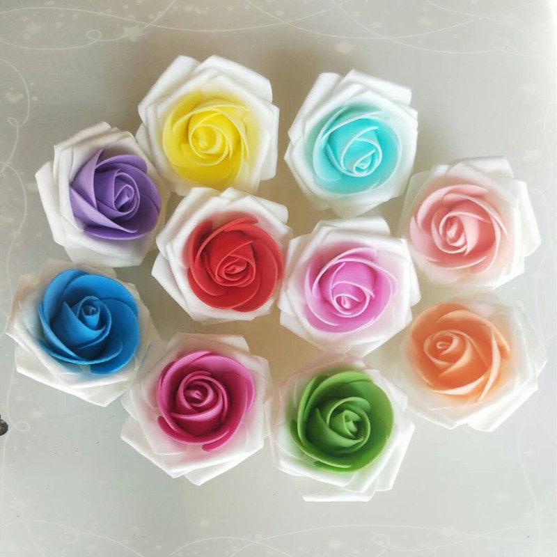 Simulation PE flower head foam flower 7-8CM color rose flower wrist flower DIY cartoon bouquet wedding flower