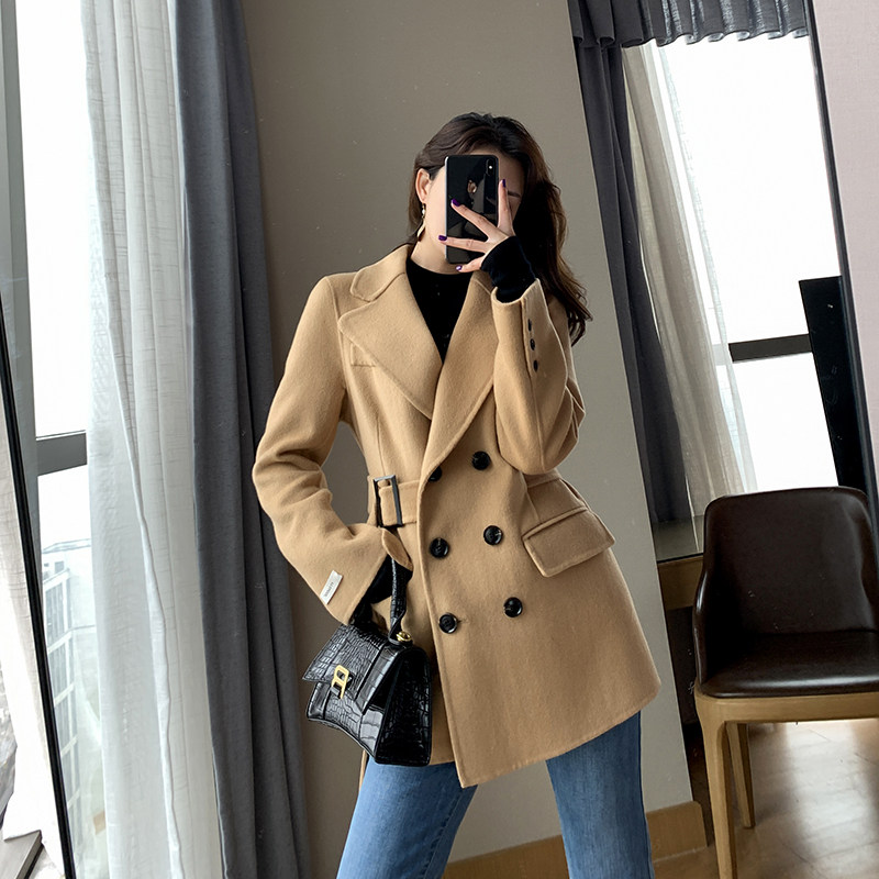 Goo custom card with its color double-sided wool coat for women 2020 autumn and winter new high-end temperament Mao's suit jacket