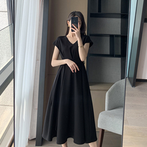 FT GUOGE Lions dress Women 2022 Summer new V collar French style cashew slim Herben Ethos Long Dress