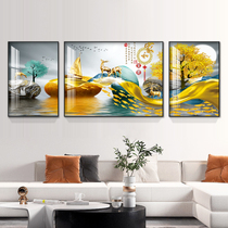 New Chinese living room decoration painting modern simple sofa background wall hanging painting light luxury creative atmosphere Wall triple painting