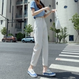 Белые летние тонкие штаны, приталенные прямые свободные джинсы, 2021 года, высокая талия