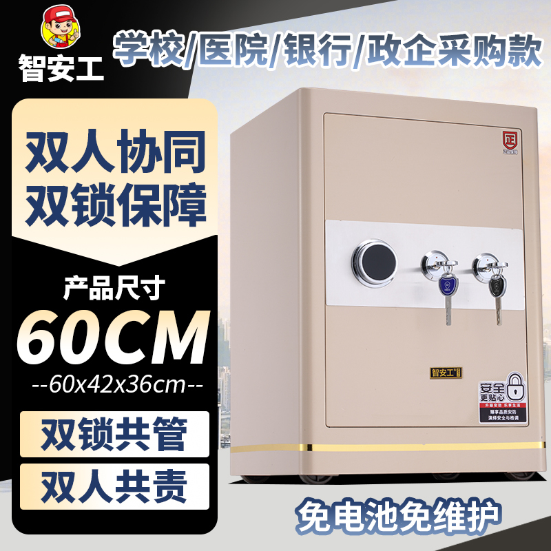 Smart Security Safe with Double Lock Management, All-Steel Safe for Home, Office, and Bank, Key-Type Storage Cabinet