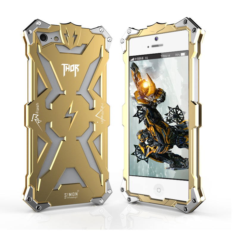SIMON THOR Aviation Aluminum Alloy Shockproof Armor Metal Case Cover for Apple iPhone 5S/5C/5/SE