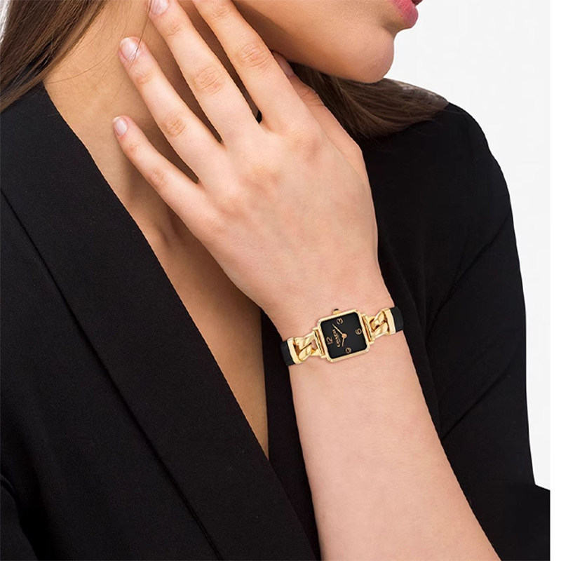 COACH Cass Series Small Square Leather Strap Watch for Women, Watch Gift