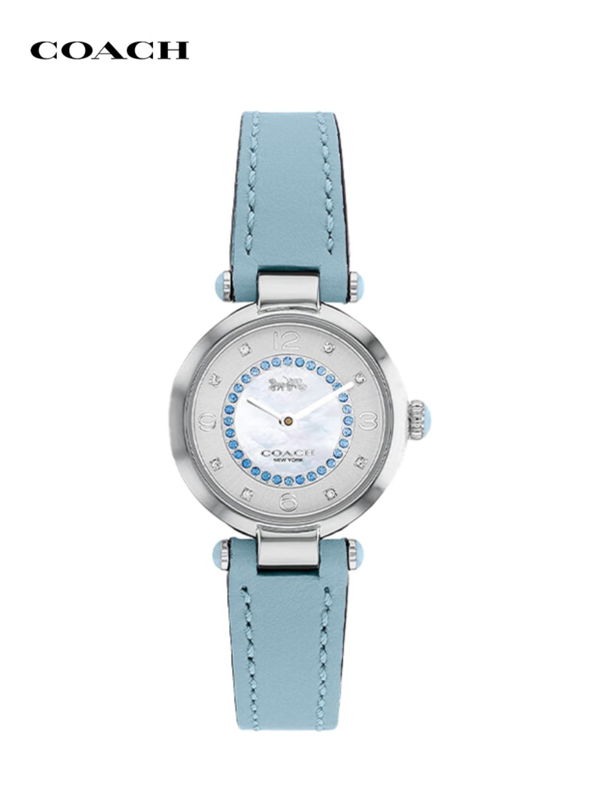 COACH Women's Watch Cary Series Mother-Of-Pearl Dial Quartz Leather Strap Women's Watch