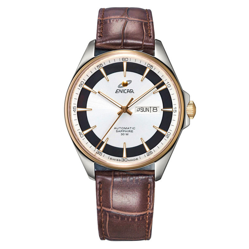 Enicar Swiss Inag Watch Blue Series New Automatic Mechanical Watch Leather Strap Men's Watch