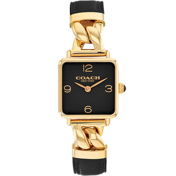 COACH Cass Series Small Square Leather Strap Watch for Women, Watch Gift