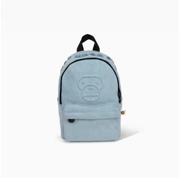 Baby Milo New Style Backpack with Letter Embroidery and Little Monkey Pattern Denim Backpack