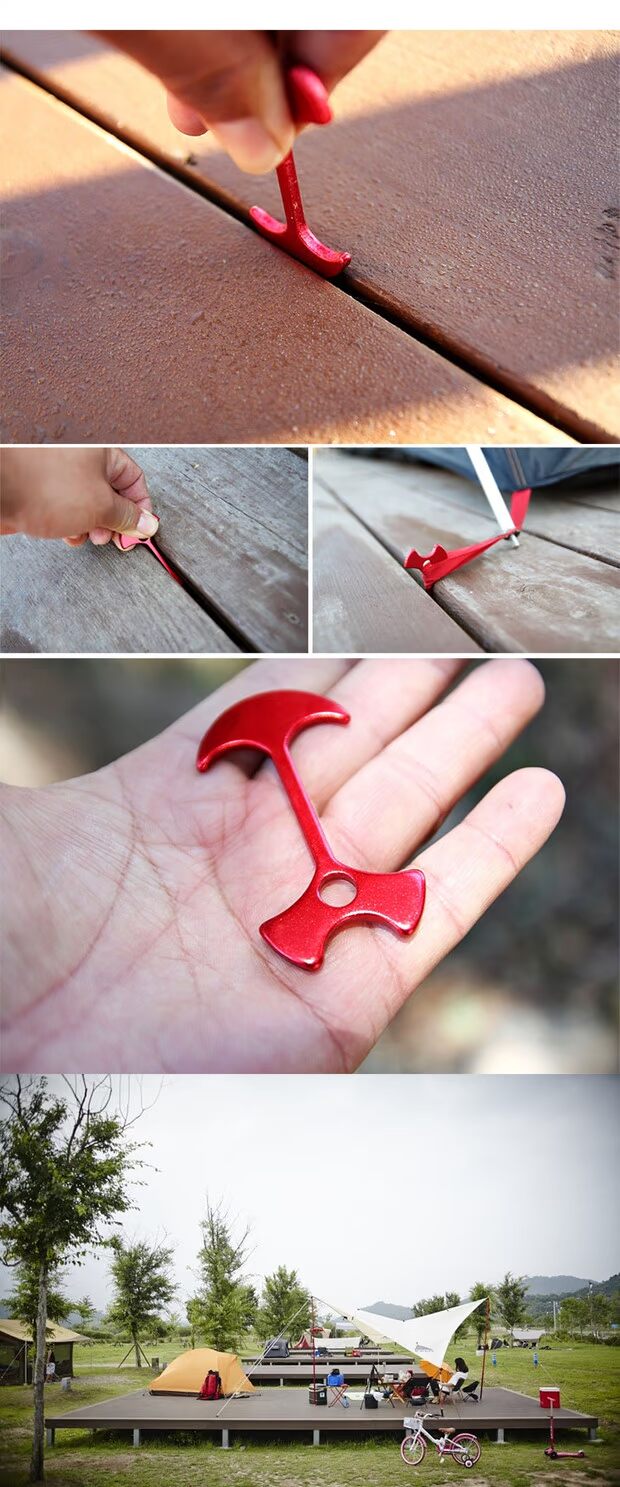 Mới xuất khẩu Hàn Quốc lều phụ kiện hợp kim nhôm tán đinh dây thừng khóa trại gỗ clip đa chức năng khóa lều phượt