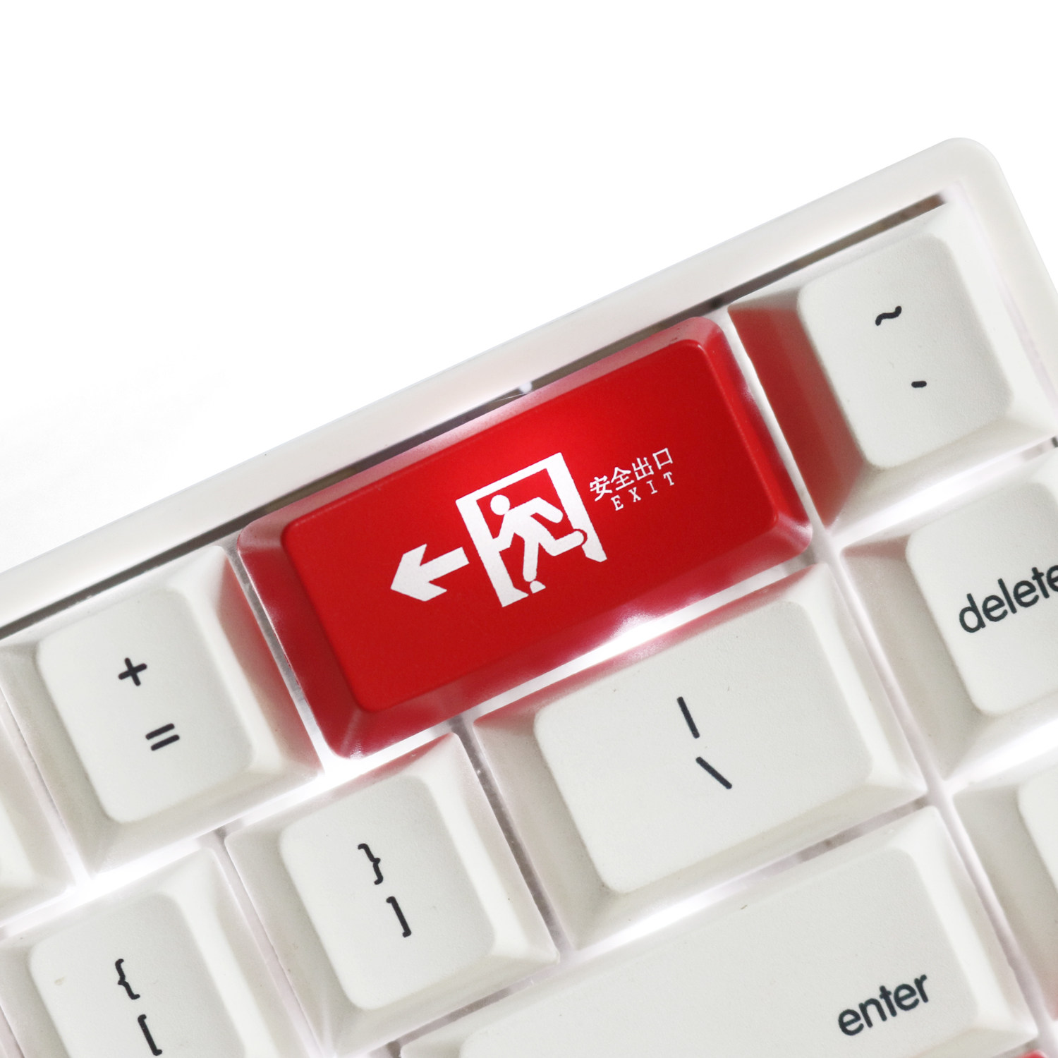 Backspace Safe Evacuation Exit Backspace Key Personality Translucent Keycap Red Big Key Mechanical Keyboard