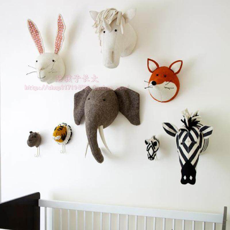 Ins Exploits Nordic Wind Kids House Cartoon Animal Head Wall Accessories for men and women Baby room hanging wall Ornament Sheep Felt