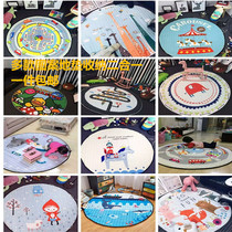 ins export cartoon cotton mat round game mat crawling mat picnic mat washing machine wash toy storage