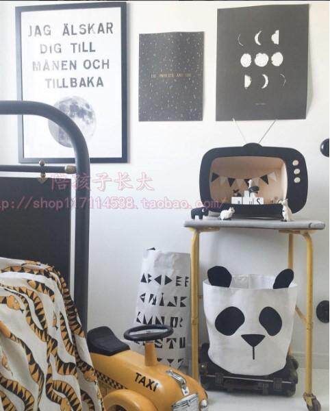 Nordic children's room Baby room Giant Panda Containing Barrel Toy Containing barrel Toy Toy Containing Box-Taobao