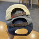 Color-blocked distressed English baseball hats for female couples, versatile short-brimmed sun hats, face-showing small denim peaked hats for men