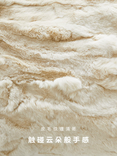 天然獭兔毛抱枕！撸猫手感法风轻奢天然皮草靠枕沙发客厅无风生活