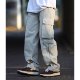 Nobodyknows spring and summer homemade American straight overalls for men and women ins trend high street retro casual pants