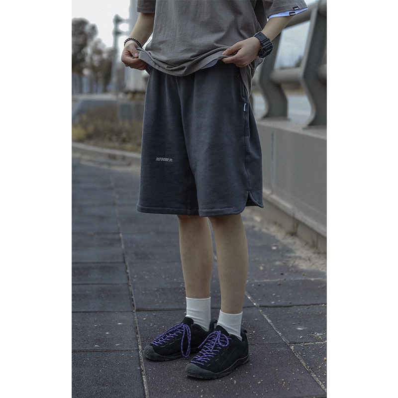 Nobodyknows Japanese solid color basic trendy casual elastic knitted loose men's profile sports shorts