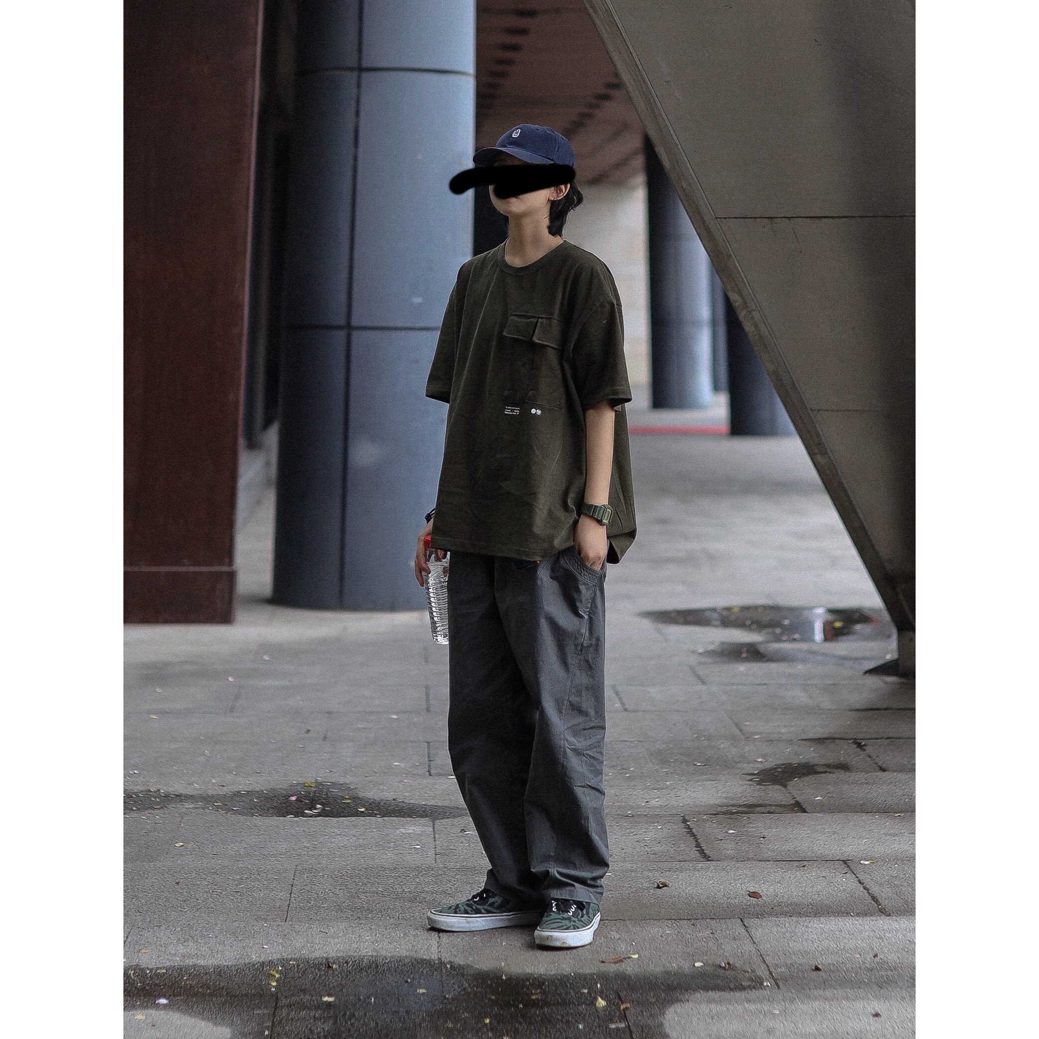 Nobodyknows homemade Japanese heavy cotton solid color loose pocket print retro street men's and women's short