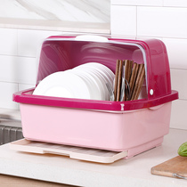 Large-sized chopsticks storage box put bowl drain bowl rack plastic cupboard with lid drip bowl tray tableware cage
