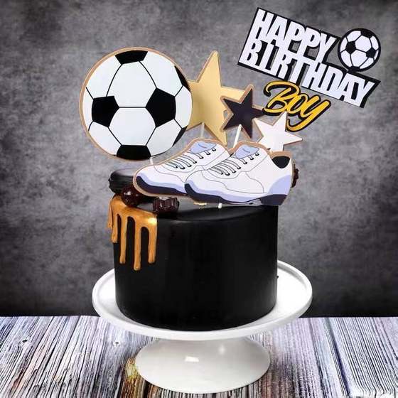 Cake decoration plug-in football basketball sports sneakers theme decoration plug-in card boy boys cake decoration