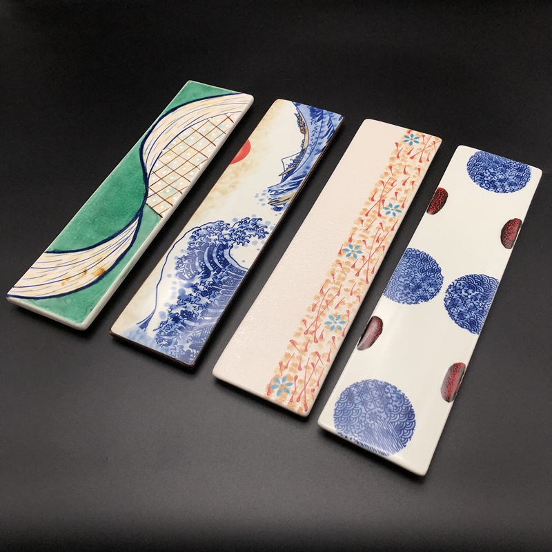 Japanese Style Hand-Painted Ceramic Tableware Sushi Long Plate Sashimi Platter Kebab Plate Japanese and Korean Cuisine Self-Service Plate