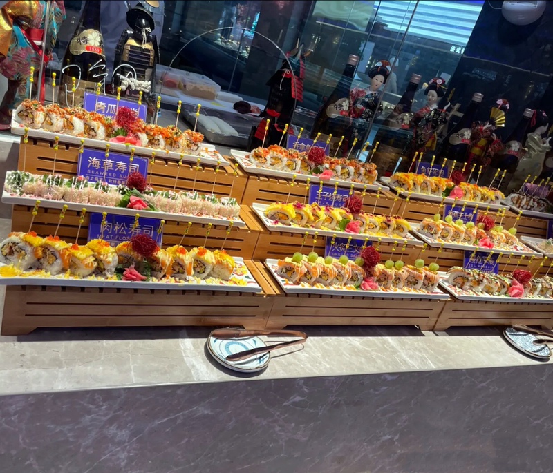 Japanese and Korean Cuisine Creative Tableware Buffet Display Rack Sushi Sashimi Long Plate Display Rack New Chinese Style Rack, Etc