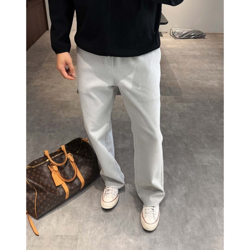 【Xibo】Heavyweight Waffle Sweatpants, Wrinkle-Resistant Straight-Leg Sweatpants with Zipper Pockets, Casual Versatile Sports Sweatpants for Men