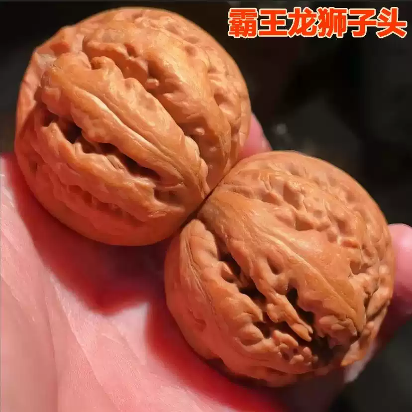 文玩核桃精品收藏级小众霸王龙狮子头的手盘玩天然野生麻核桃一对-淘宝
